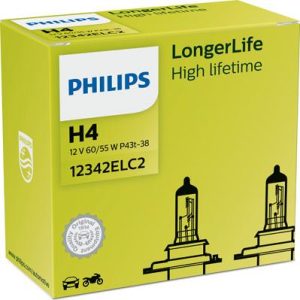 Set 2 becuri far faza lunga PHILIPS LongerLife 12342ELC2